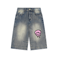 Pnk smiley Vintage Wash Denim Shorts