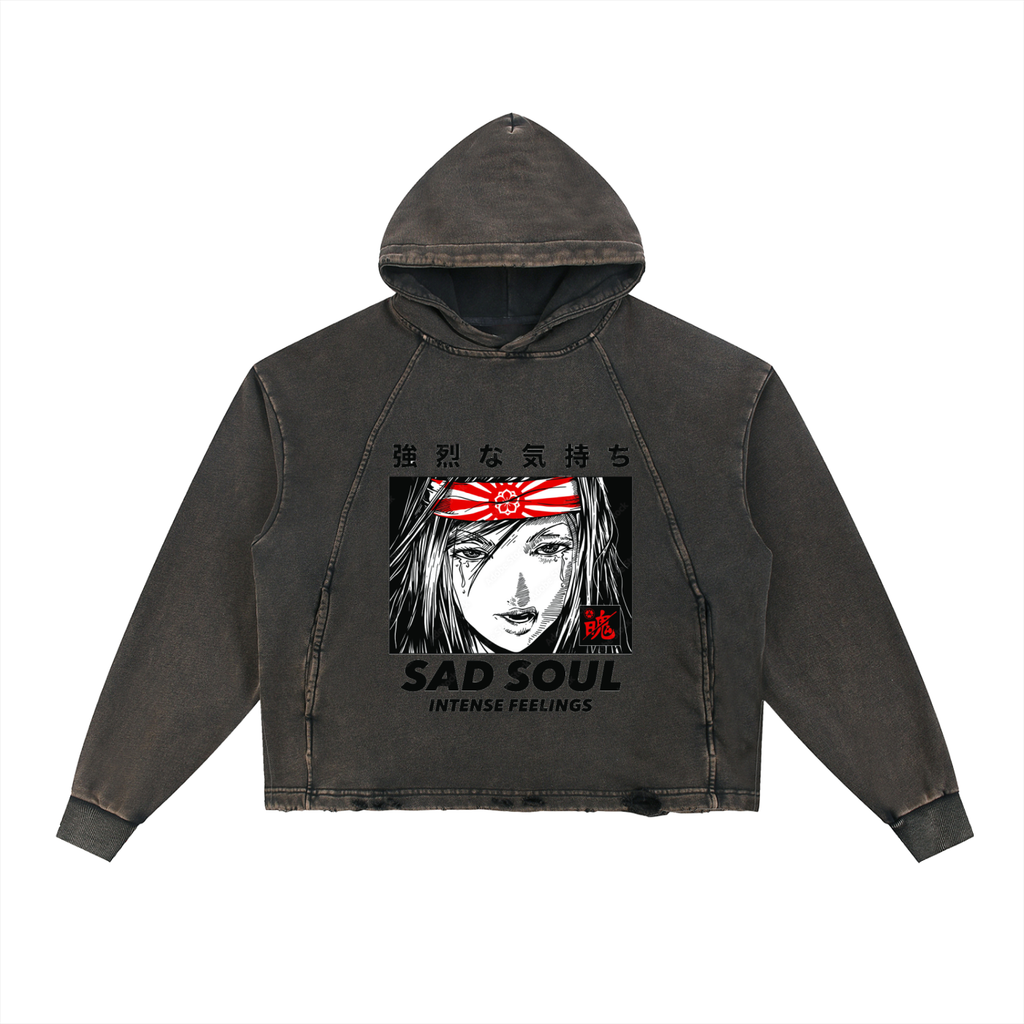 Vintage Washed Frayed Hoodie