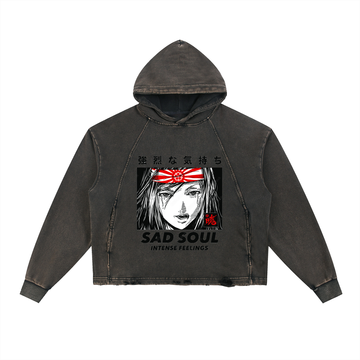 Vintage Washed Frayed Hoodie